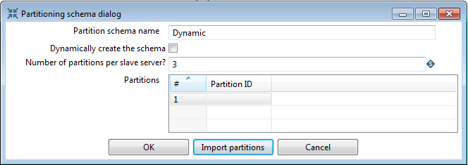 Partitioning schema dialog box