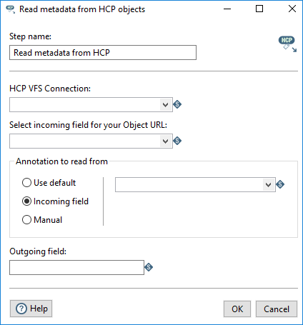 Screen capture of read metadata from HCP objects step