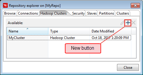 Repository cluster New button