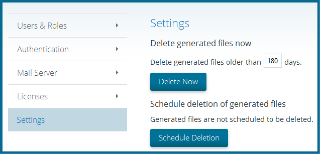 Settings for Deleting Generated Files