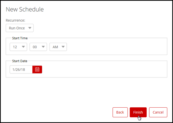 Setting up schedule in New Schedule dialog box