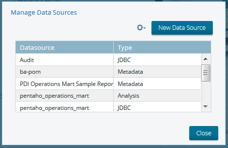Manage Data Sources dialog box