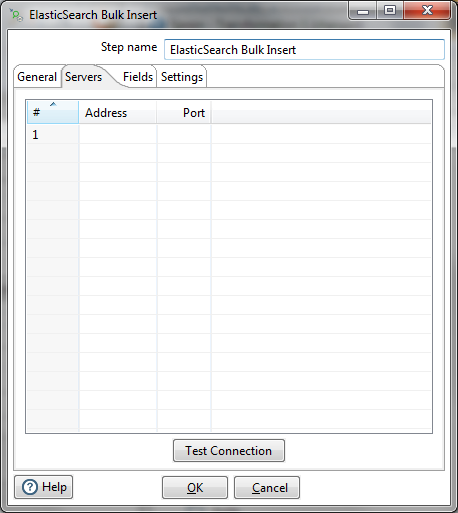 ElasticSearch Bulk Insert Servers Tab