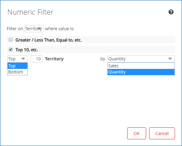 Measure filter selection for Top 10 filter