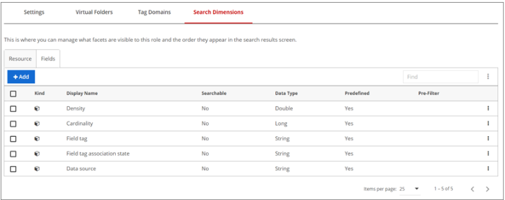 Field search dimensions