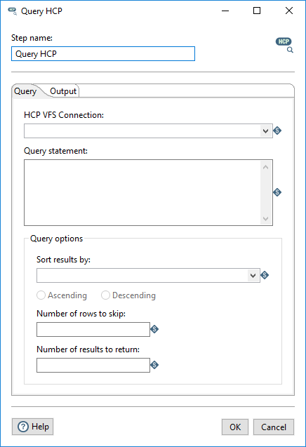 Query tab in the Query HCP step