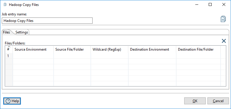 Files/Folders tab, Hadoop Copy Files
