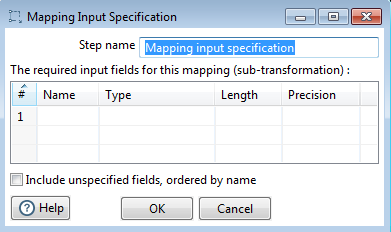 Mapping Input Specification dialog