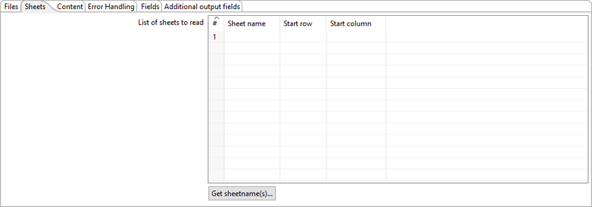 Microsoft Excel Input Sheets Tab Dialog