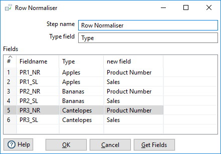 Row normaliser values example