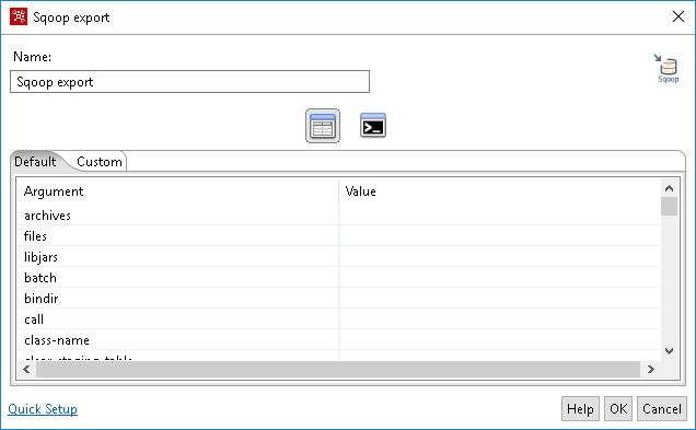 Sqoop export step Advanced Options mode dialog box