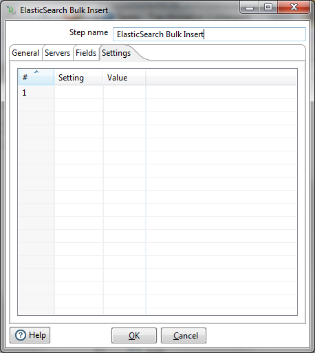 ElasticSearch Bulk Insert Settings Tab