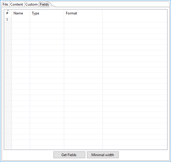 Microsoft Excel Output Fields tab