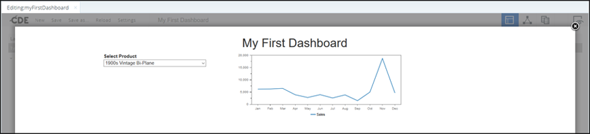 Preview of the results for the myFirstDashboard example