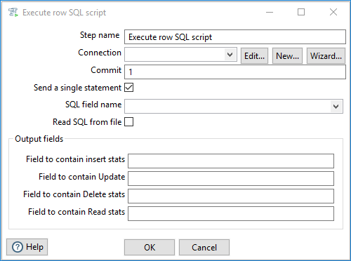 Execute Row SQL Script Output Fields