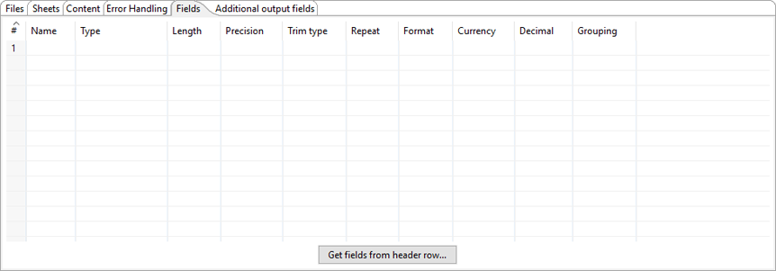 Microsoft Excel Input Additional Output Fields Tab