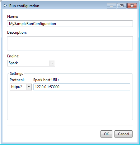 Run Configuration Dialog Box, Spark Engine