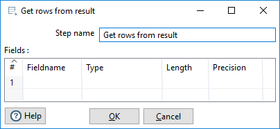 Get Rows from Result dialog